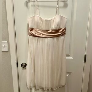 Speechless - Ivory Dress with Brown Satin belt